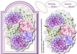 Lovely Hydrangers in a Shaped Card 