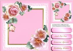 Beautiful Roses on Gold and Lace
