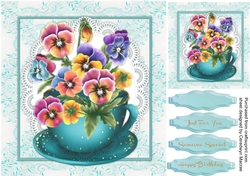Beautiful Cup Of Pansys 