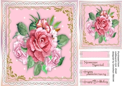 Beautiful Pink Roses in a Gold and Pearl frame