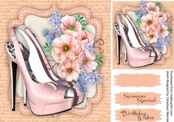 Beautiful Shoes and roses on a pink script mat ,1