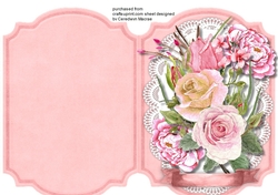 Print, Cut, and Fold, Beautiful Pink roes on lace 