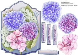 Beautiful Hydrangers on a lilac Mat 