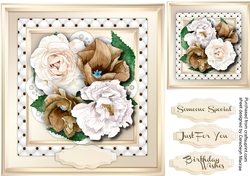 Beautiful Cream and Buff roses on a Lattace Mat 1