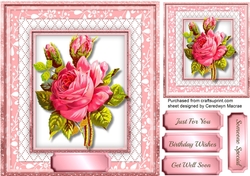 Beautiful Pink roses on a Lattace Frame 