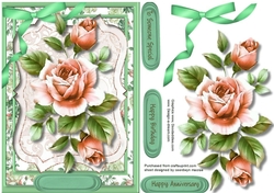 Beautiful Peach roses on a Bracket mat 