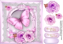 Beautiful lilac Butterfly and Roses