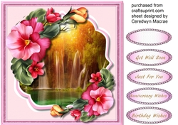 Pansys and Waterfall