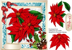 Christmas Poinsettias and snowflakes ,