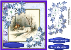 Beautiful Christmas Scene and Blue Poinsettias