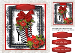 Beautiful Red Christmas Boots and Poinsettias ,
