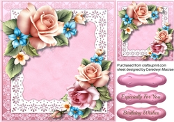 Beautiful Spring Roses and Scalloped Lace