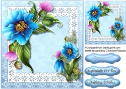 Beautiful Himalayan Poppies on scalloped lace