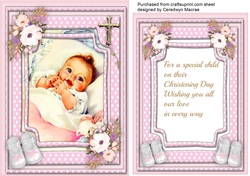 Beautiful Christening Card , Pink 