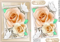 Beautiful Golden roses and White Butterflys