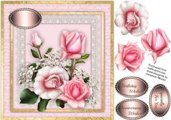 Beautiful Blush roses on Vintage Lace