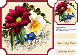 Beautiful Summer Flowers on Cut-Out- Mat