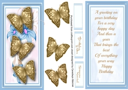 D L Beautiful Gold Butterflys and flowers