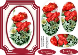 Beautiful Poppies in a Oval Frame