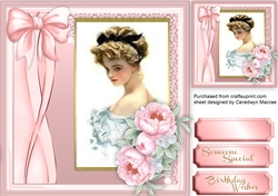 Beautiful Pink roses and Vintage Lady