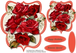 Beautiful Red Roses on a Shaped Mat 4,