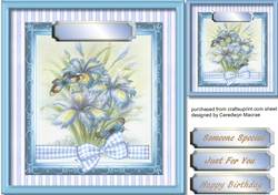 Beautiful Blue Irises and Butterflys