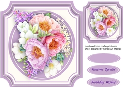Beautiful Mixed Peonies on a Cut out Card