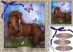 Beautiful Sheltland Pony and Butterflys 