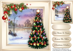 Beautiful Christmas Scene on Gold Frame