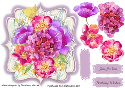 Beautiful Water coloured flowers on a Bracket Frame