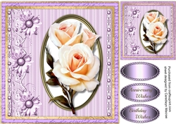 Beautiful Cream Roses in a Gold Frame