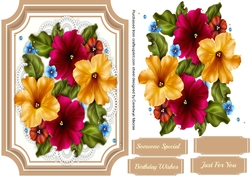 Beautiful Petunias on Lace 