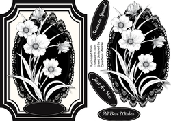 Beautiful Monocrome Flowers on Black Lace