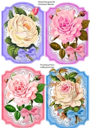 4 Beautiful Roses Toppers on Lace