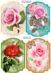 4 Lovely Roses Toppers on Lace