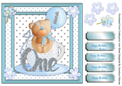 Babys 1st Birthday Bear Blue 