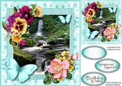 Beautiful Waterfall and Butterflys