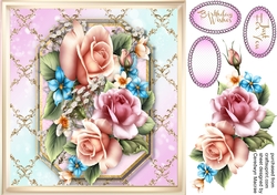 Beautiful Roses on a Gold Lattace Mat 1