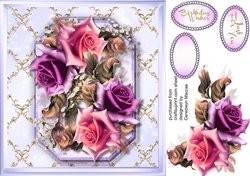 Beautiful Lilac Roses on a Gold Lattace Mat 3