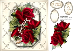 Beautiful Red Roses on a Gold Lattace Mat 5