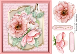 Beautiful Pink Watercoloured roses on a Script mat 