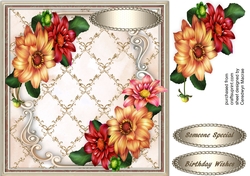 Stunning Dahlias in a Lattace Frame 1