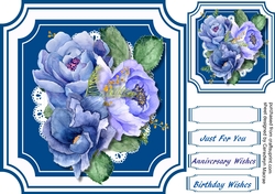 Beautiful Blue Roses on Cut Out Mat