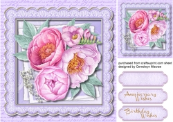 Beautiful Lilac Roses in a Scalloped Frame 2