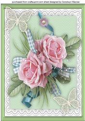 Beautiful A4 With pink Roses and Lace Butterflys