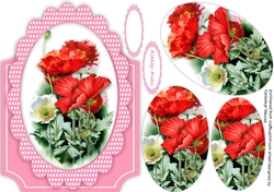 Beautiful Poppies in a Oval Mmat