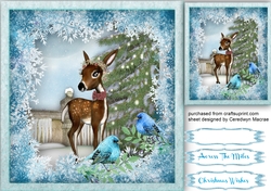 Cute Blue Birds and Christmas Reindeer