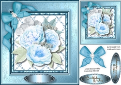Stunning   Blue Roses in a Blue Frame 