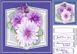 Beautiful Lilac Dalhias on Boarder Lace