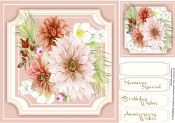 Beautiful Peach Dalhias on Cut-Out-Mat